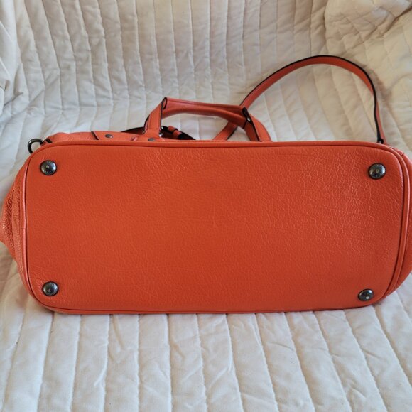 Coach Tangerine Orange Pebbled Leather Crossbody Satchel Purse - Picture 5 of 8
